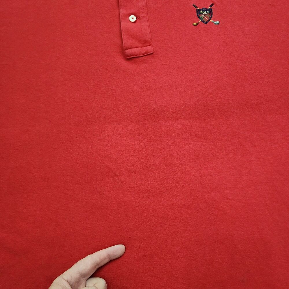 VTG Polo Golf Shirt XXL Red Made in USA Crossed Clubs Logo Rare - Picture 9 of 13